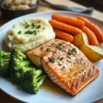 Salmon with Mashed Potatoes and Vegetables