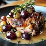 Slow-Roasted Lamb Shoulder with Rosemary, Garlic Cream & Caramelized Grapes