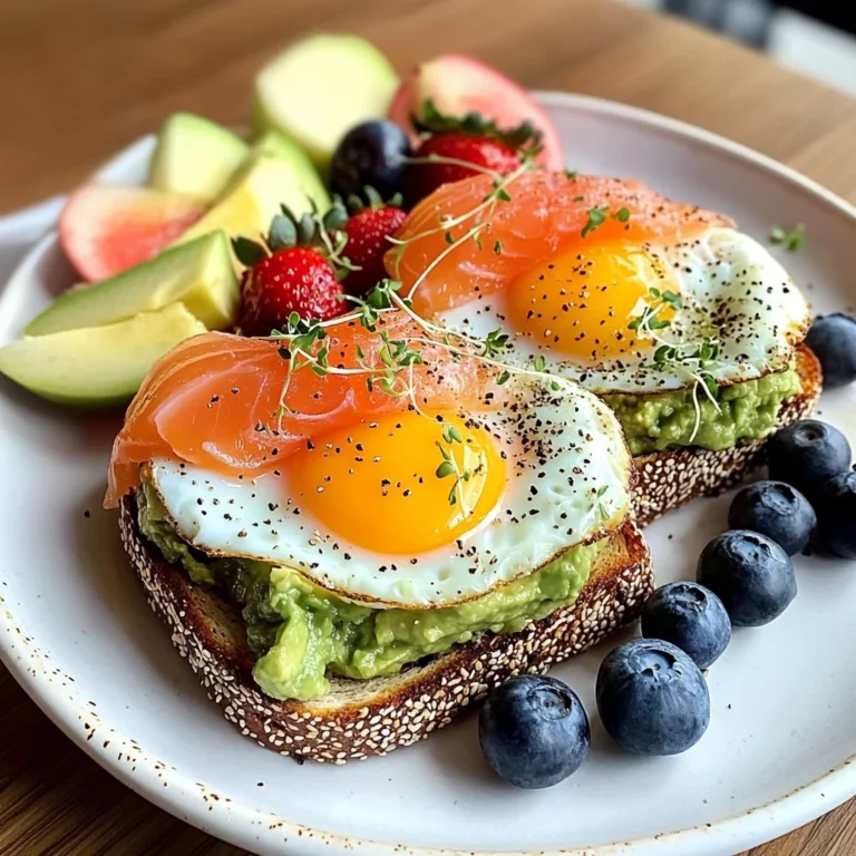 Smoked Salmon & Egg Avocado Toast Plate with Fresh Fruit & Tea