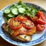 Tomato & Cheese Stuffed Chicken Breast with Cucumber-Tomato Salad