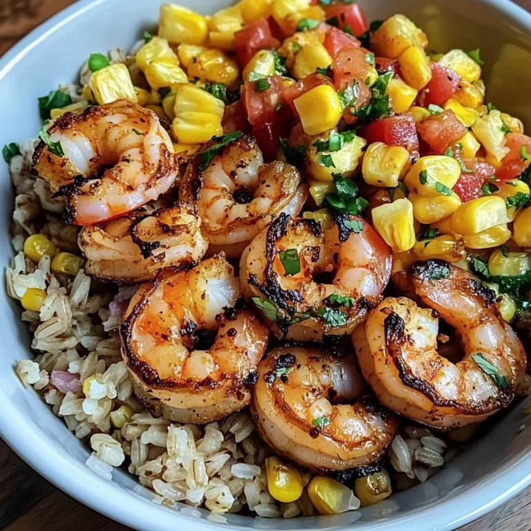 Zesty Shrimp Bowl with Brown Rice & Pineapple Corn Salsa
